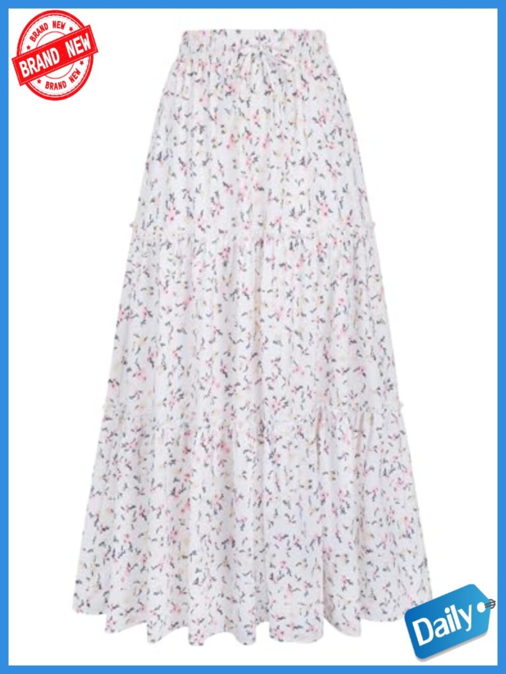 High Waist Pleated Maxi Skirt with Pockets Flowy Bohemian Summer Long Skirt